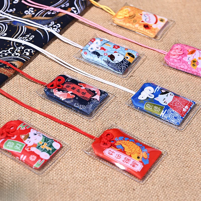 Japanese Prayer Omamori Pray Fortune Beauty Health Safety Lucky Charms Wealth Bag Guard Talisman Pendant Keychain Couple Gift